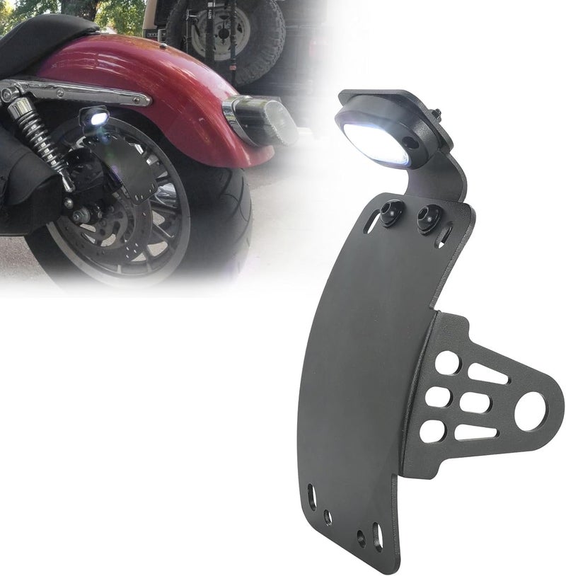 SUNPIE Add White Lights Black Motorcycle Cured Vertical Side Mount Licese Plate Tag Holder Bracket Fits All Sport Bike - Image 1